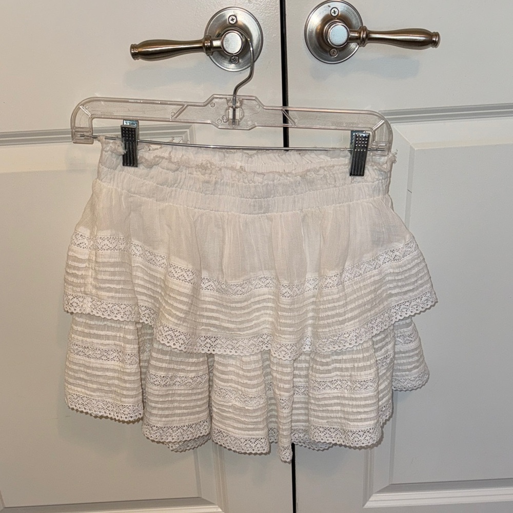 Aerie Cream Tiered Mini Skirt